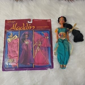 Rare Disney Jasmine Dress Up Dream Fashions Doll in Teal NIB Pink Outfit Set 90s